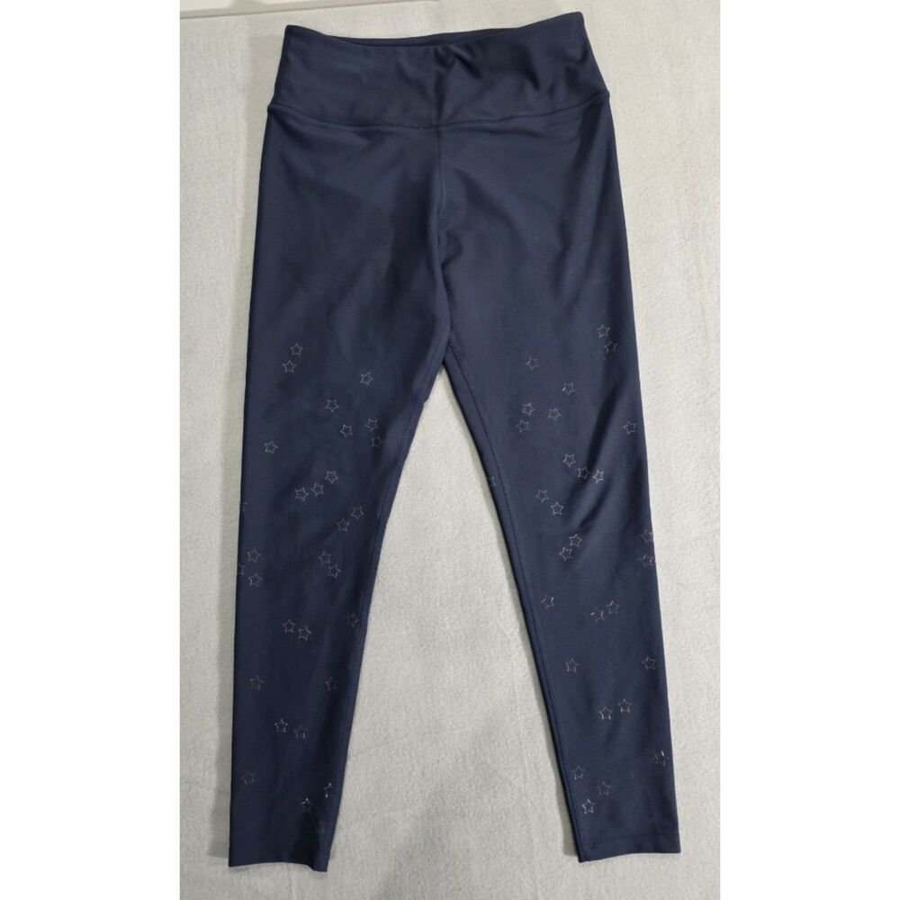 SoulCycle SOUL Womens M Navy Blue Metallic Star Print High Rise Leggings